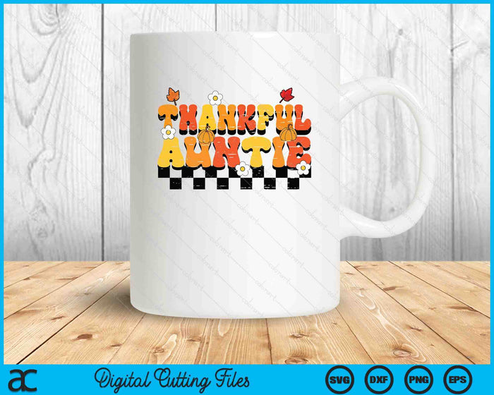 Thankful Auntie Retro Groovy Thanksgiving Fall SVG PNG Digital Printable Files Thankful Auntie Retro Groovy Thanksgiving Fall SVG PNG Digital Printable Files