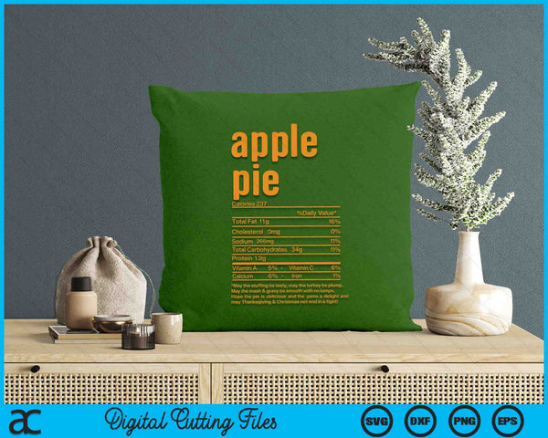 Thanksgiving Christmas Apple Pie Nutritional Facts SVG PNG Digital Cutting Files