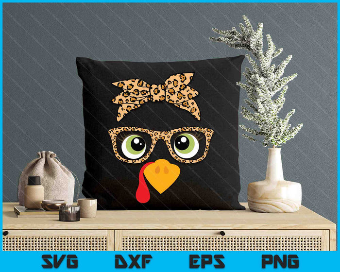 Thanksgiving Turkey Face Leopard Print Glasses Women Girls SVG PNG Digital Printable Files Thanksgiving Turkey Face Leopard Print Glasses Women Girls SVG PNG Digital Printable Files