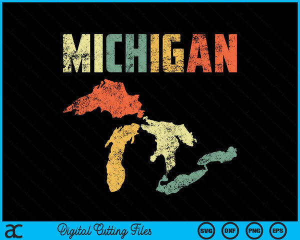 The Great Lakes Retro Michigan MI SVG PNG Digital Printable Files