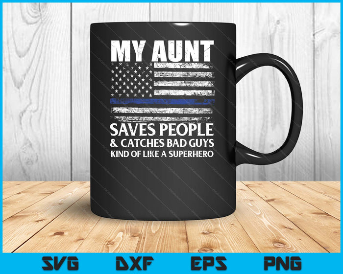 Thin Blue Line Police Officer Aunt SVG PNG Digital Cutting Files Thin Blue Line Police Officer Aunt SVG PNG Digital Cutting Files