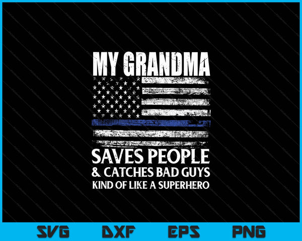 Thin Blue Line Police Officer Grandma SVG PNG Digital Cutting Files