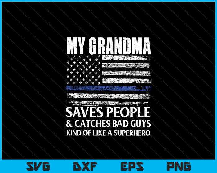 Thin Blue Line Police Officer Grandma SVG PNG Digital Cutting Files Thin Blue Line Police Officer Grandma SVG PNG Digital Cutting Files