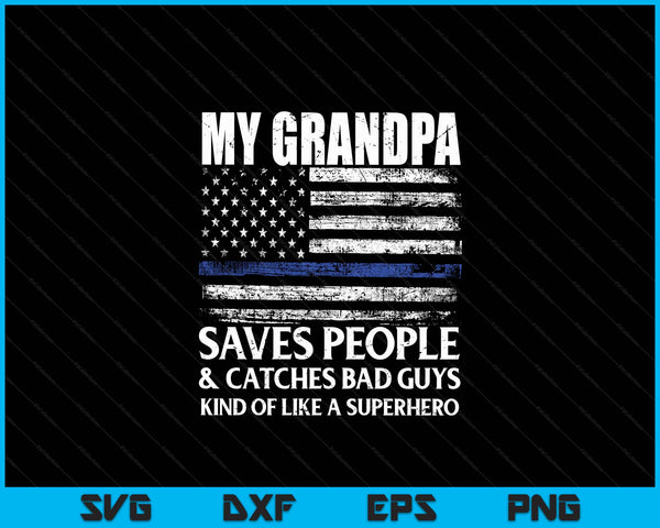 Thin Blue Line Police Officer Grandpa SVG PNG Digital Cutting Files