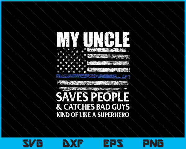 Thin Blue Line Police Officer Uncle SVG PNG Digital Cutting Files