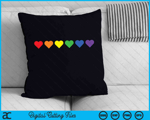 Tiny Rainbow Hearts Subtle Pride Month Flag LGBT SVG PNG Digital Cutting Files