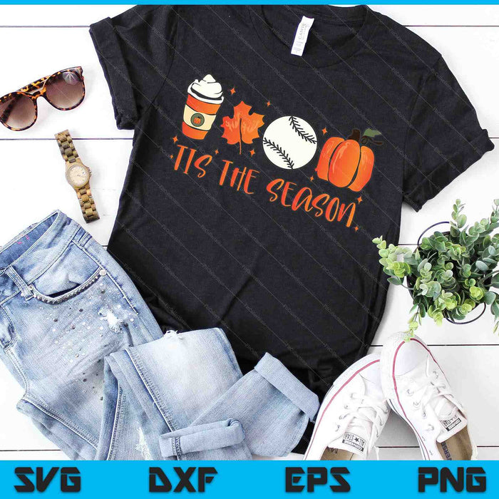 Tis The Season Pumpkin Leaf Latte Otoño Béisbol SVG PNG Archivos de corte digital Tis The Season Pumpkin Leaf Latte Otoño Béisbol SVG PNG Archivos de corte digital