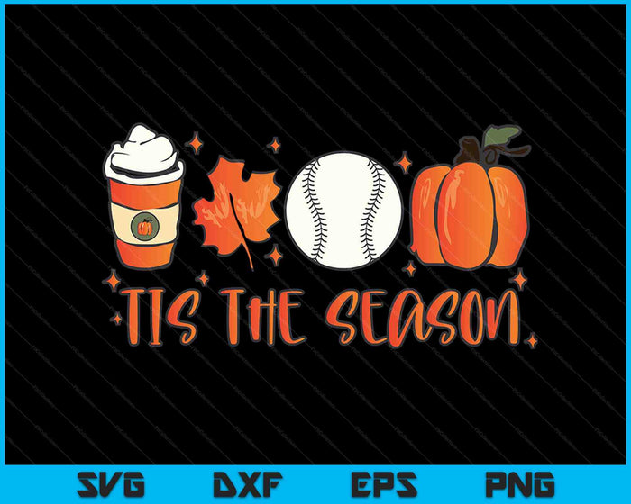 Tis The Season Pumpkin Leaf Latte Otoño Softbol SVG PNG Archivos de corte digital Tis The Season Pumpkin Leaf Latte Otoño Softbol SVG PNG Archivos de corte digital