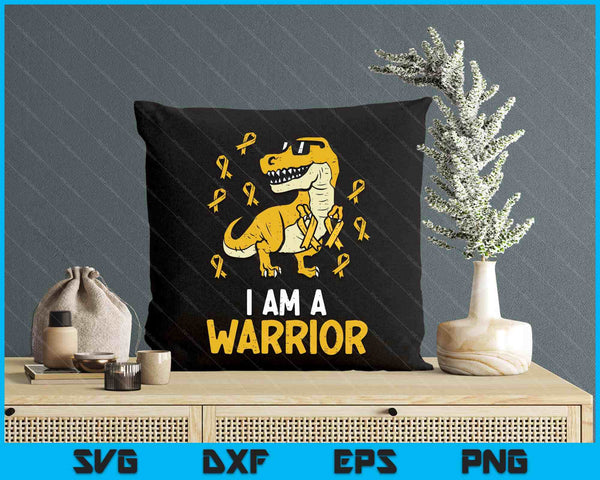 Trex Warrior Childhood Cancer Ribbon Awareness Dinosaur SVG PNG Digital Printable Files