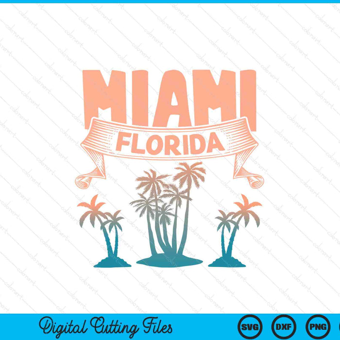 Tropical Summer Vacation Palm Trees Miami Beach SVG PNG Cutting Printable Files