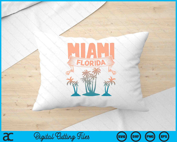 Tropical Summer Vacation Palm Trees Miami Beach SVG PNG Cutting Printable Files