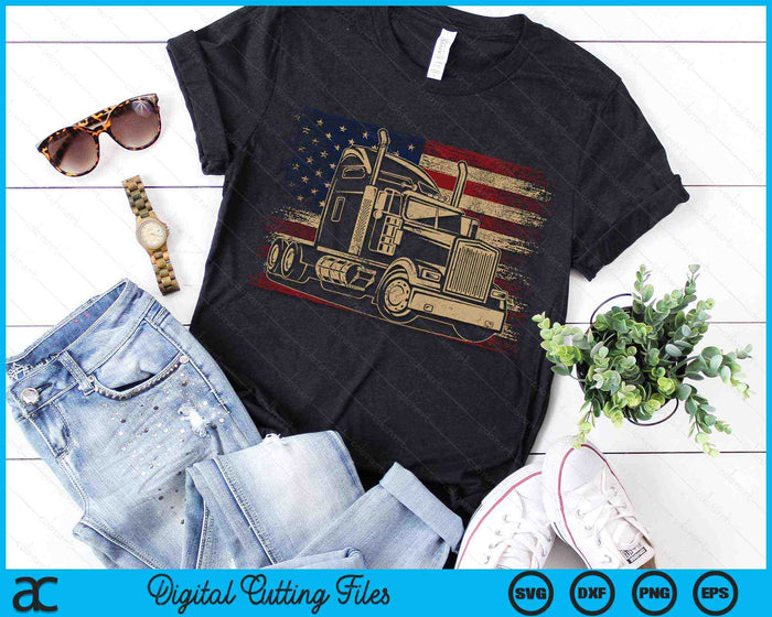 Trucker American Flag Truck Driver SVG PNG Digital Cutting Files Trucker American Flag Truck Driver SVG PNG Digital Cutting Files