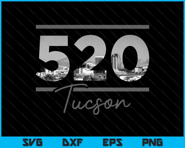 Tucson 520 Area Code Skyline Arizona Vintage SVG PNG Cutting Printable Files