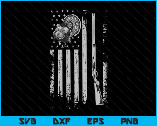 Turkey Hunting American Flag Thunder Chicken Gift For Hunter SVG PNG Digital Cutting Files