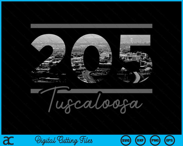 Tuscaloosa 205 Area Code Skyline Alabama Vintage SVG PNG Digital Cutting Files