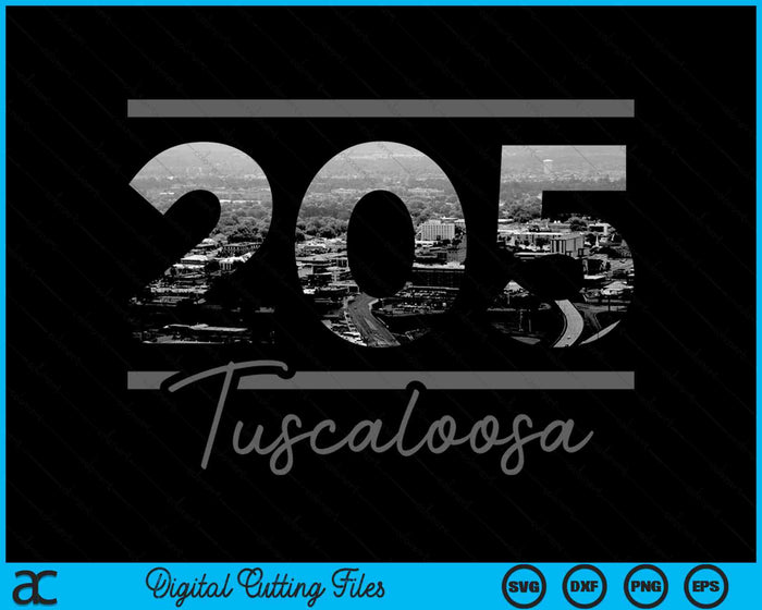 Tuscaloosa 205 Netnummer Skyline Alabama Vintage SVG PNG digitale snijbestanden Tuscaloosa 205 Netnummer Skyline Alabama Vintage SVG PNG digitale snijbestanden