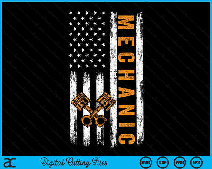 USA Flag Patriotic Mechanic American Flag SVG PNG Digital Cutting Files