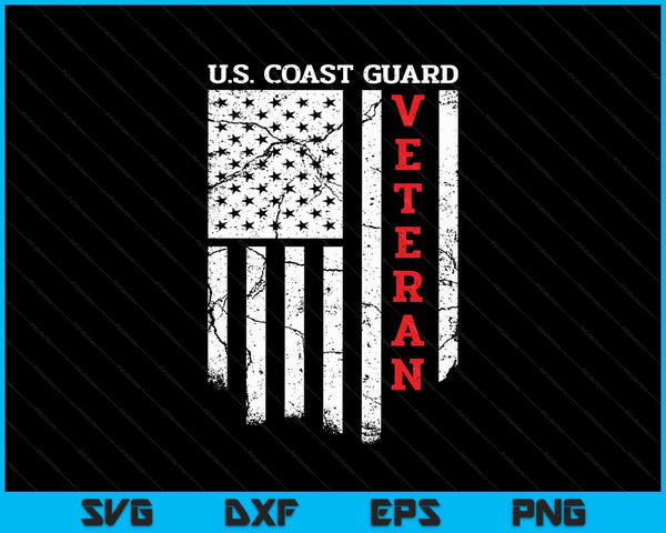 US Coast Guard Veteran USCG American Flag SVG PNG Digital Cutting Files