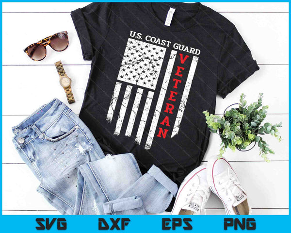 US Coast Guard Veteran USCG American Flag SVG PNG Digital Cutting Files