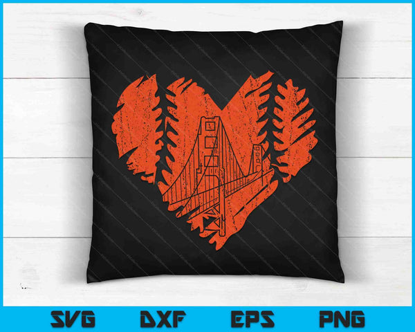 Estado de EE. UU. San Francisco Béisbol Vintage Corazón SVG PNG Archivos de corte digital