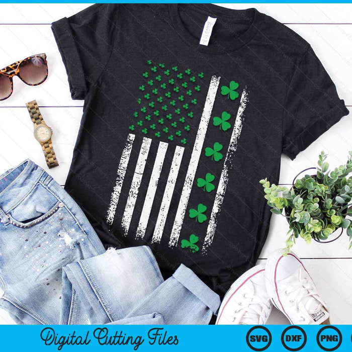 Us American Flag With Shamrocks For St Patricks Day SVG PNG Digital Printable Files Us American Flag With Shamrocks For St Patricks Day SVG PNG Digital Printable Files