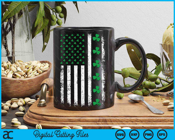 Us American Flag With Shamrocks For St Patricks Day SVG PNG Digital Printable Files