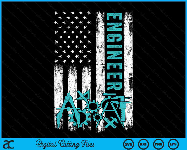 Usa Flag Patriotic Engineer American Flag SVG PNG Digital Cutting Files