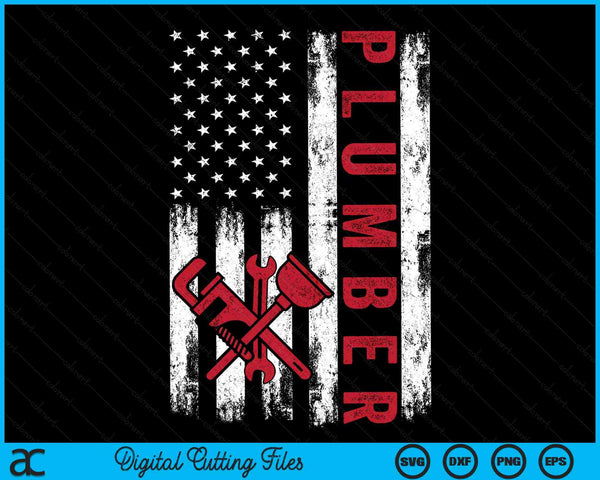 Usa Flag Patriotic Plumber American Flag SVG PNG Digital Cutting Files