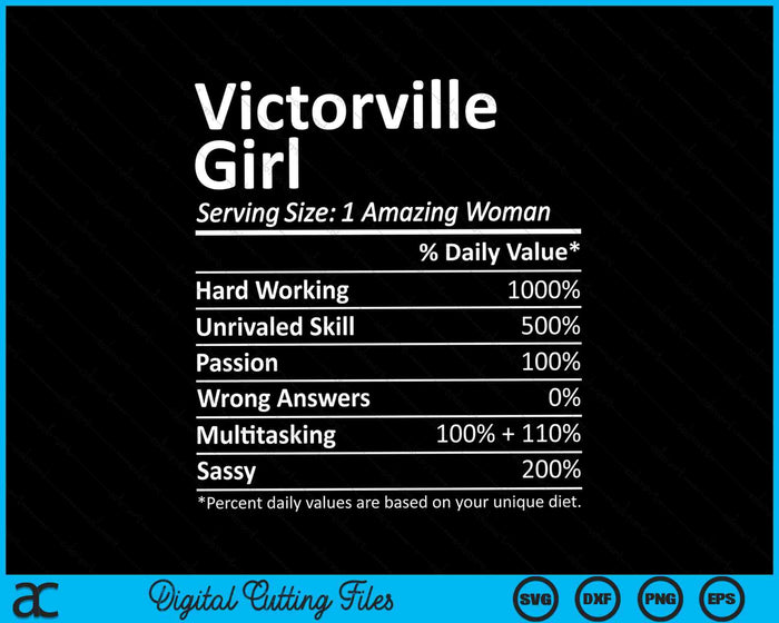 Victorville Girl CA California Funny City Home Roots SVG PNG Digital Cutting Files