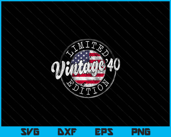 Vintage 1940 Flag Stamp 84th Birthday Gifts 84 Year Old SVG PNG Digital Cutting Files