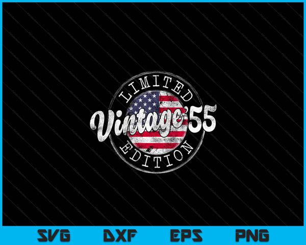 Vintage 1955 Flag Stamp 69th Birthday Gifts 69 Year Old SVG PNG Digital Cutting Files