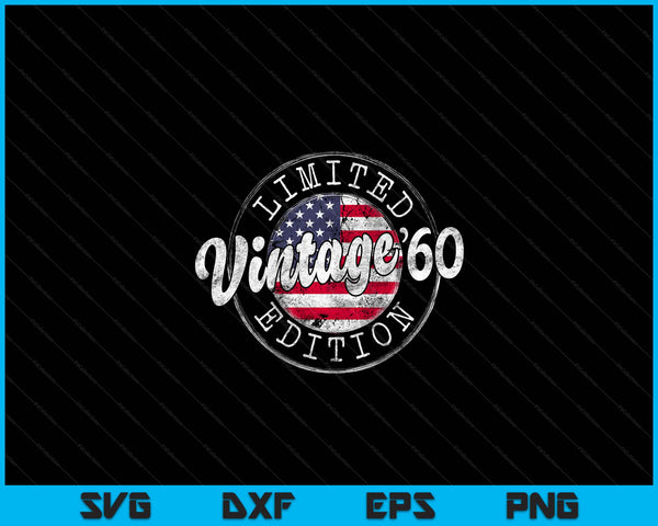 Vintage 1960 Flag Stamp 64th Birthday Gifts 64 Year Old SVG PNG Digital Cutting Files
