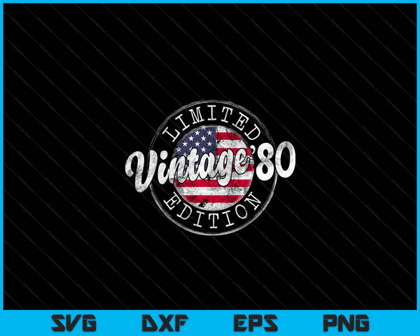 Vintage 1980 Flag Stamp 44th Birthday Gifts 44 Year Old SVG PNG Digital Cutting Files