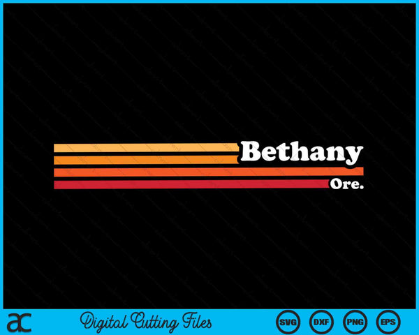 Vintage 1980s estilo gráfico Bethany Oregon SVG PNG cortando archivos imprimibles