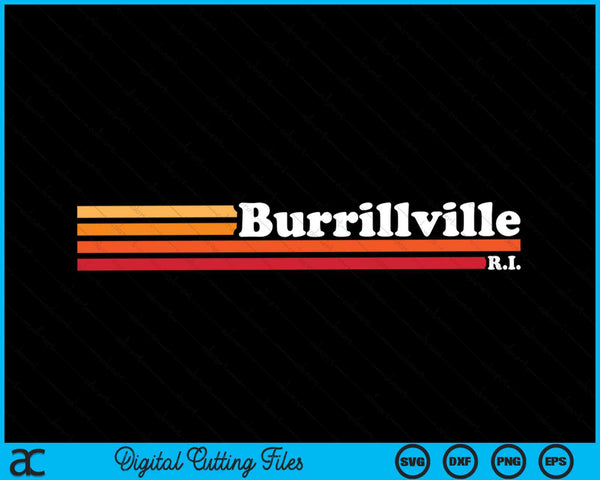 Vintage 1980s estilo gráfico Burrillville Rhode Island SVG PNG cortando archivos imprimibles