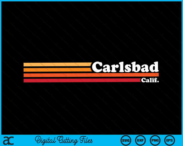 Vintage 1980s estilo gráfico Carlsbad California SVG PNG cortando archivos imprimibles