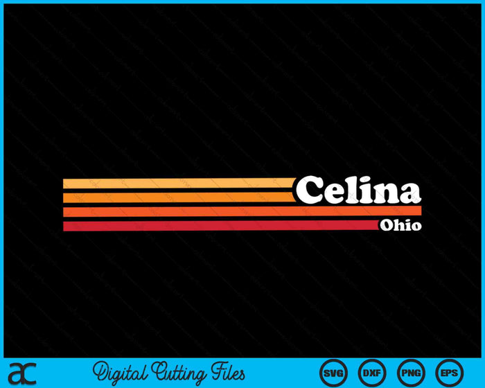 Vintage 1980s estilo gráfico Celina Ohio SVG PNG cortando archivos imprimibles Vintage 1980s estilo gráfico Celina Ohio SVG PNG cortando archivos imprimibles