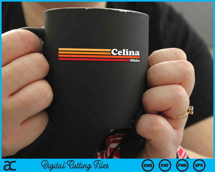 Vintage 1980s estilo gráfico Celina Ohio SVG PNG cortando archivos imprimibles Vintage 1980s estilo gráfico Celina Ohio SVG PNG cortando archivos imprimibles