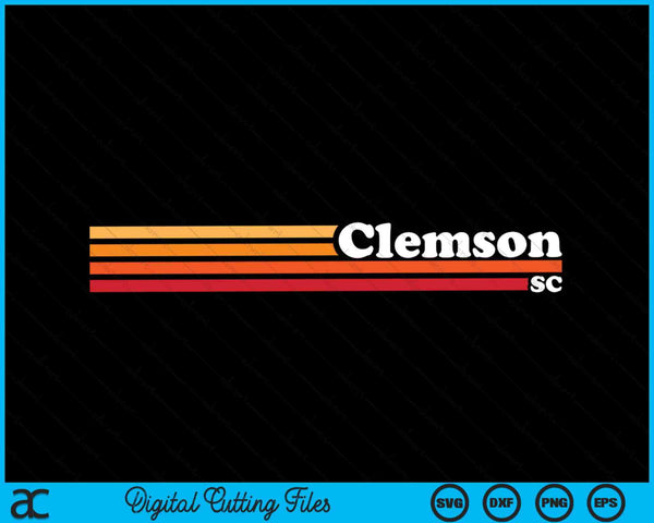 Vintage 1980s Graphic Style Clemson South Carolina SVG PNG Cutting Printable Files