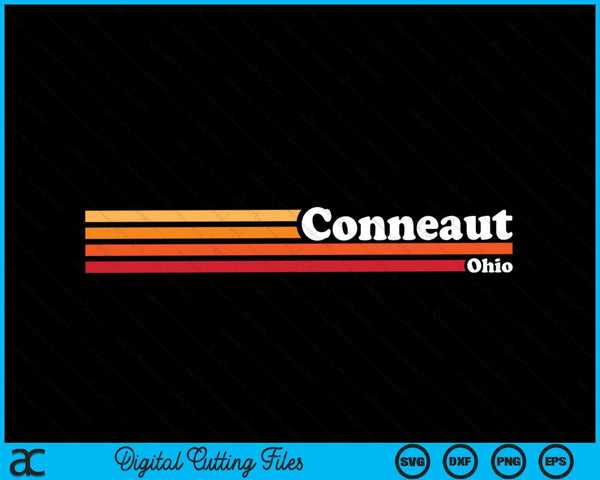 Vintage 1980s Estilo gráfico Conneaut Ohio SVG PNG Archivo de corte digital