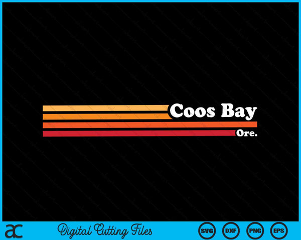 Vintage 1980s Estilo gráfico Coos Bay Oregon SVG PNG Archivo de corte digital