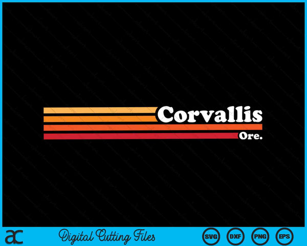 Vintage 1980s Estilo gráfico Corvallis Oregon SVG PNG Archivo de corte digital
