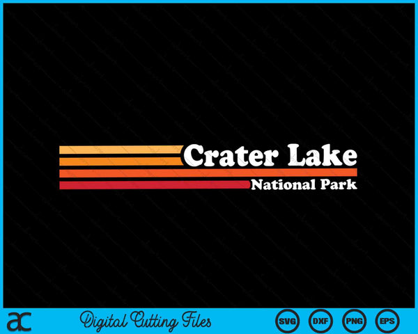 Vintage 1980s estilo gráfico Crater Lake National Park SVG PNG Archivo de corte digital