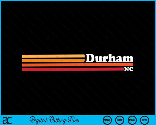 Vintage 1980s Estilo gráfico Durham Carolina del Norte SVG PNG Archivo de corte digital