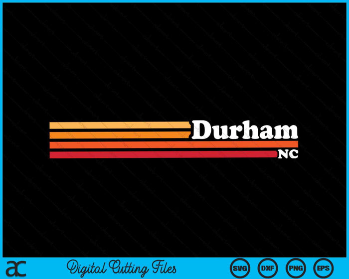 Vintage 1980s Estilo gráfico Durham Carolina del Norte SVG PNG Archivo de corte digital Vintage 1980s Estilo gráfico Durham Carolina del Norte SVG PNG Archivo de corte digital