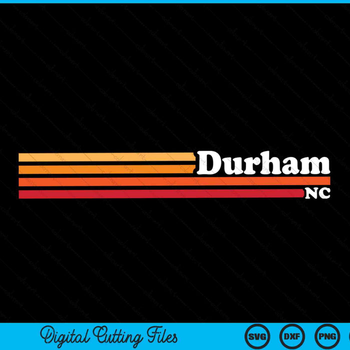 Vintage 1980s Estilo gráfico Durham Carolina del Norte SVG PNG Archivo de corte digital Vintage 1980s Estilo gráfico Durham Carolina del Norte SVG PNG Archivo de corte digital