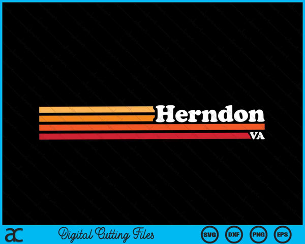 Vintage 1980s Graphic Style Herndon Virginia SVG PNG Digital Cutting Files