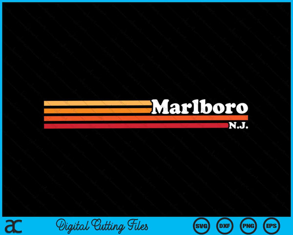 Vintage 1980s Graphic Style Marlboro New Jersey SVG PNG Digital Cutting File