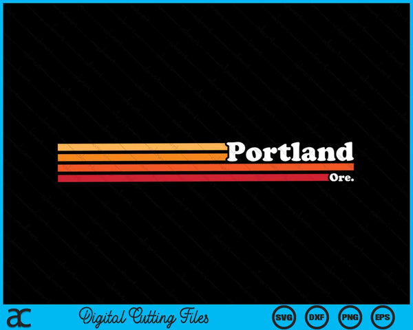 Vintage 1980s Estilo gráfico Portland Oregon SVG PNG Archivo de corte digital