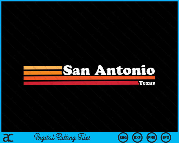 Vintage 1980s Graphic Style San Antonio Texas SVG PNG Cutting Printable Files